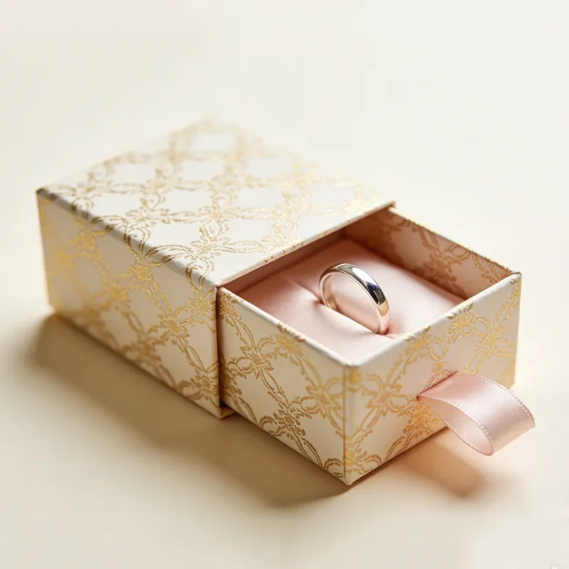 Hot foil stamping pink drawer ring box gold pattern Zhengyang Printing Dongguan