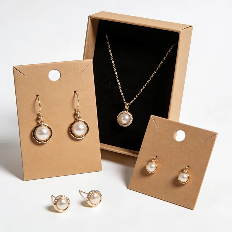 Jewelry display card closed state necklace earring ring card front view Zhengyang Printing Dongguan China - Open View