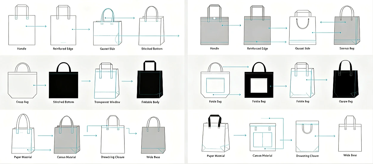 Paper bag style variety display Zhengyang Printing Dongguan